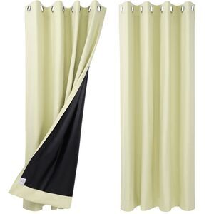 2 Panels 100% Blackout Curtains Gommet Top 52"Wx63"L Beige